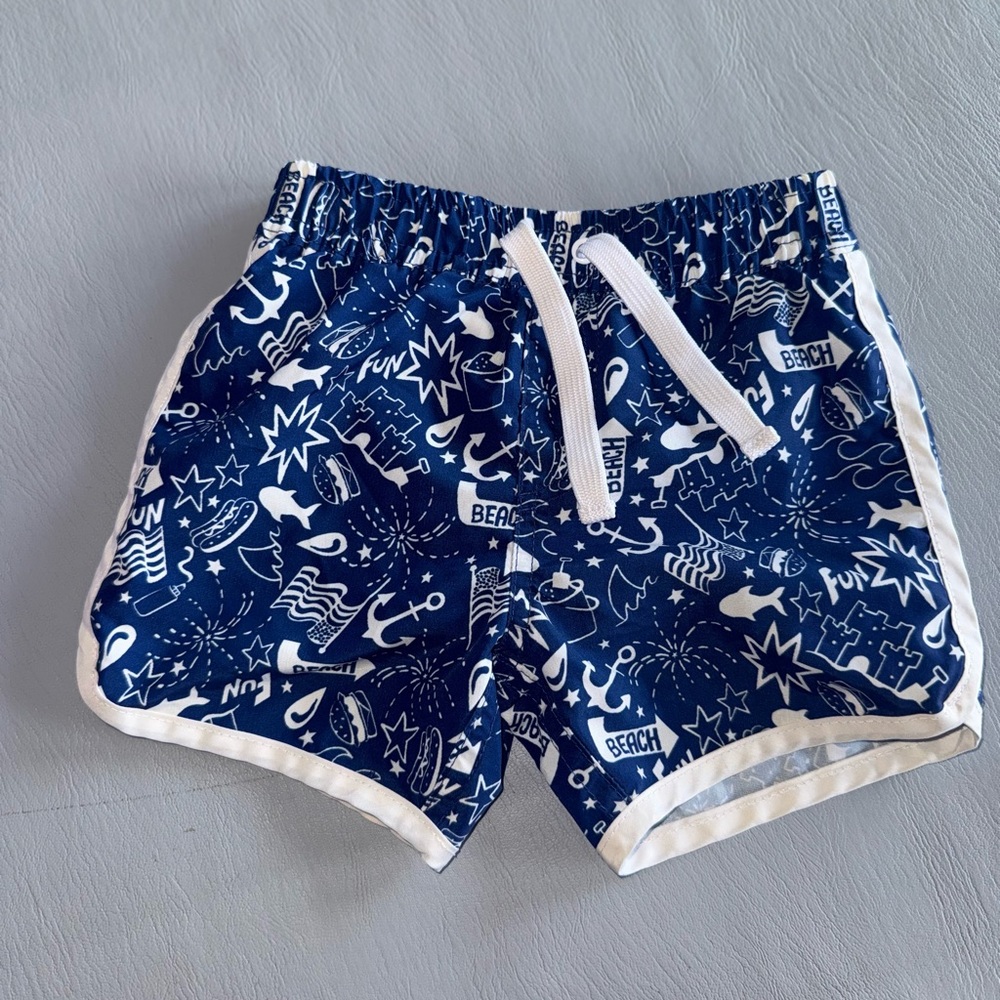 First Impressions Navy Blue‎ Graphic Shorts